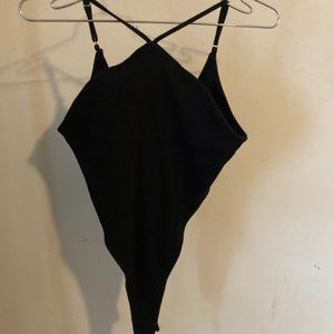 Black Ribbed Knit Tank Body Suit Sz M